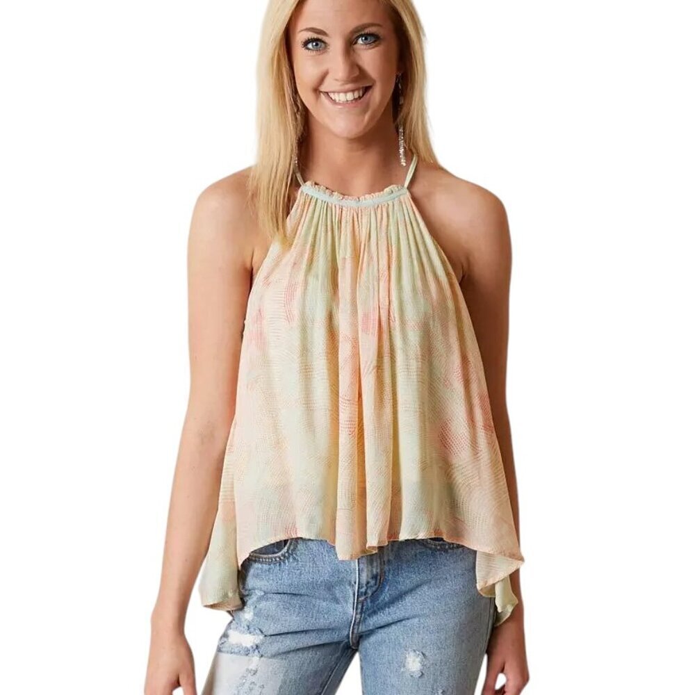 Free People Season In The Sun Side Tie Pastel Halter Top